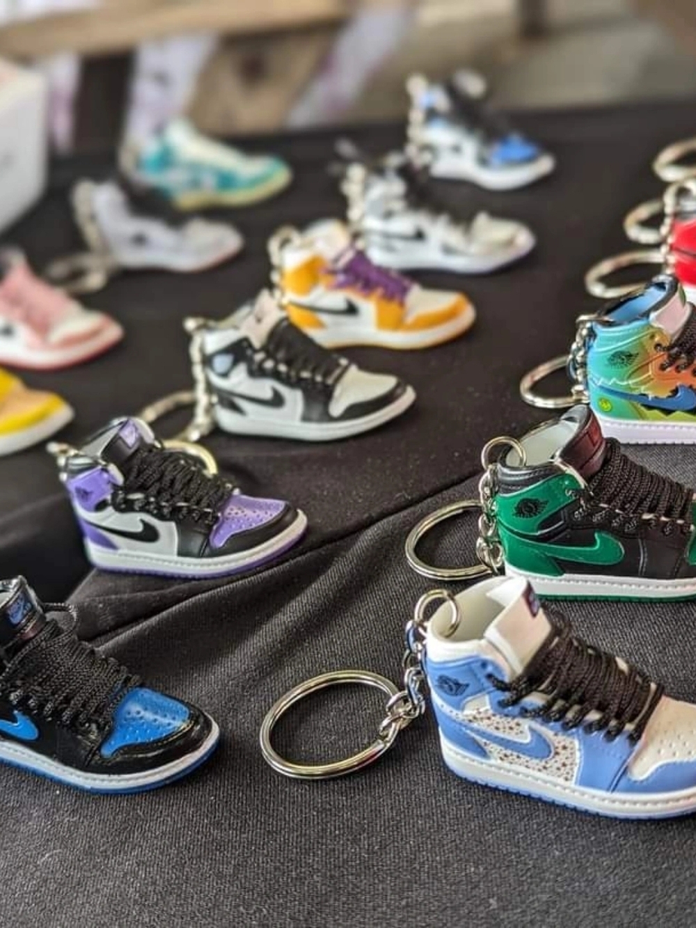 Nike Mini Sneaker Keychain Set - Blue, Purple, Green, Yellow, Black